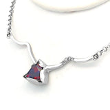 Garnet & Diamonds Bar Necklace