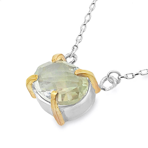 Green Amethyst Prongs Necklace