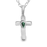 Latin Cross with Green Tourmaline Accent Pendant