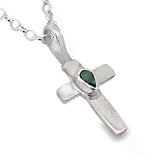 Latin Cross with Green Tourmaline Accent Pendant