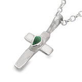 Latin Cross with Green Tourmaline Accent Pendant