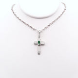 Latin Cross with Green Tourmaline Accent Pendant