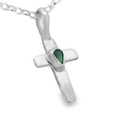 Latin Cross with Green Tourmaline Accent Pendant