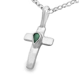 Latin Cross with Green Tourmaline Accent Pendant