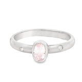 Morganite & White Zircon Ring (size 8)