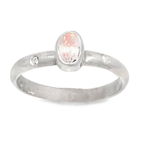 Morganite & White Zircon Ring (size 8)