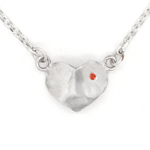 Small Heart & Garnet Necklace