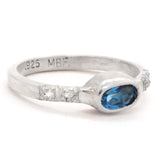 London Blue Topaz & White Zircon Ring (size 4)
