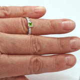 Peridot & White Zircon Ring (size 5)