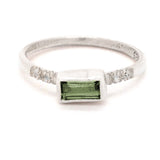 Green Tourmaline & White Sapphires Ring (size 6)