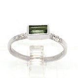 Green Tourmaline & White Sapphires Ring (size 6)