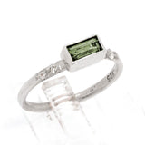 Green Tourmaline & White Sapphires Ring (size 6)