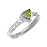 Peridot & Zircon Ring (size 6)