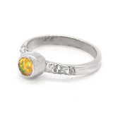 Ethiopian Opal & Zircon Ring (size 8 1/2)
