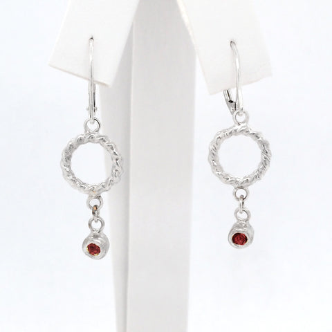 Dangle Garnet Twisted earrings
