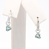 Small Hoops with Aquamarine Heart