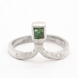 Emerald & White Diamond Twisted Ring (size 6)