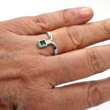 Emerald & White Diamond Twisted Ring (size 7 1/2)