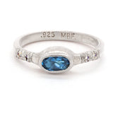 London Blue Topaz & Diamonds Ring (size 5 1/2)