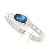London Blue Topaz & Diamonds Ring (size 5 1/2)