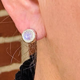 Rainbow Moonstone Post earrings