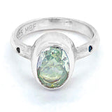 Green Amethyst & Diamond Ring (size 4)