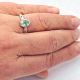 Green Amethyst & Diamond Ring (size 5)