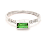 Green Tourmaline & White Sapphires Ring (size 5 1/2)