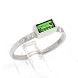 Green Tourmaline & White Sapphires Ring (size 5 1/2)