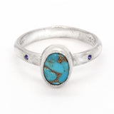 Turquoise & Blue Diamond Ring (size 6)