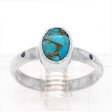 Turquoise & Blue Diamond Ring (size 6)