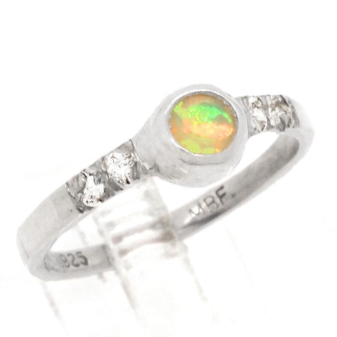 Ethiopian Opal & Sappires Ring (size 6.5)