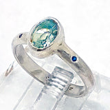 Green Amethyst & Diamond Ring (size 6 1/2)