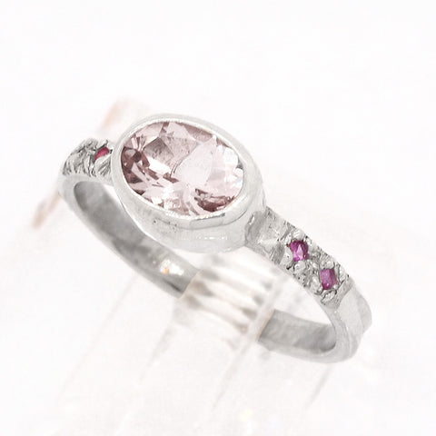 Morganite & Pink Sapphires Ring (size 6 1/2)