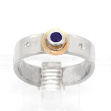 Blue Sapphires & Diamond Wide Band Ring (size 7)