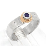 Blue Sapphires & Diamond Wide Band Ring (size 7)
