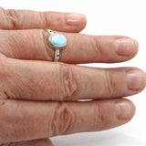 Larimar & Diamonds Ring (size 7)