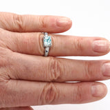 Swiss Blue Topaz & Diamonds Ring (size 7)