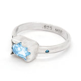 Sky Blue Topaz & Diamonds Ring (size 7 1/2)