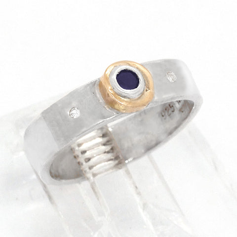 Blue Sapphires & Sapphire Wide Band Ring (size 8)