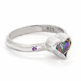 Mystic Topaz Heart & Amethyst Ring (size 8)