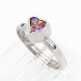 Mystic Topaz Heart & Amethyst Ring (size 8)