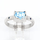 Sky Blue Topaz & Diamonds Ring (size 8)