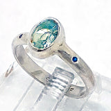 Green Amethyst & Diamond Ring (size 8 1/2)