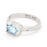 Sky Blue Topaz & Diamonds Ring (size 8 1/2)