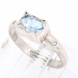 Sky Blue Topaz & Diamonds Ring (size 8 1/2)