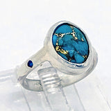 Turquoise & Blue Sapphire Ring (size 6 1/2)